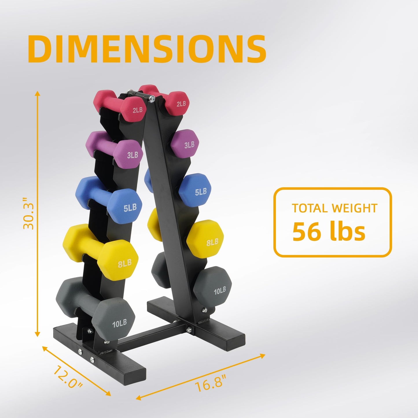 Fitvids 20LBS Neoprene Coated Dumbbell Set with Rack, Free Hand Weight Set for Home Gym Workout, Anti-Slip, Anti-roll