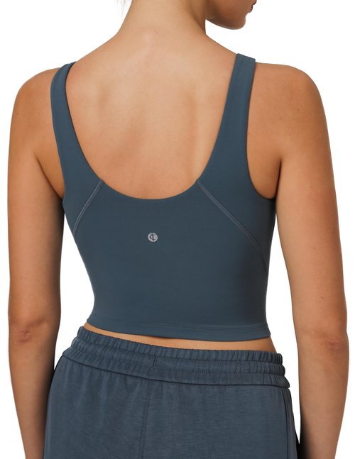 Colorfulkoala Dreamlux Womens Padded Sports Bra High Neck U-Back Yoga Running Workout Athletic Tank Top with Removable Cups(L, Dark-Jasper)