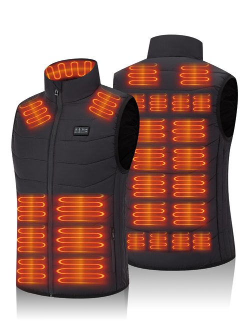 Heated Vest, No Battery Pack, Dual Power 5V 2A USB Port & 7.4V DC, 4 Switch Controls, Lightweight Breathable Windproof Polyester for Men Women, Cycling