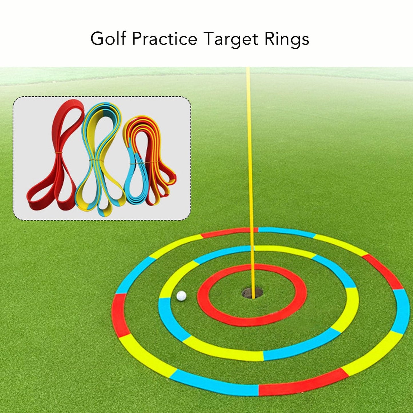 Fockety Target Circle, Training Aid Targets, Ultra Thin Silicone Practice Target Rings Putting and Chipping Training Tool Bright Color Markings (Red Small Circle
