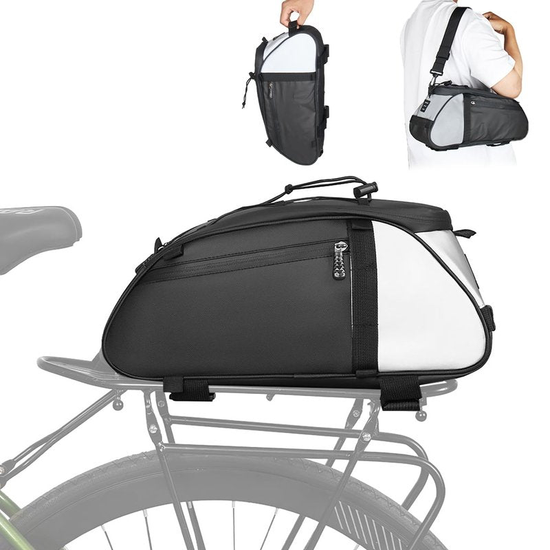Dreamoon Waterproof Bike Rear Rack Bag, 10L Large Capacity Bicycle Trunk Bag, Reflective Cycling Saddle Panniers with Shoulder Strap, Bike Backseat Bag for Commuter & Outdoor Travel