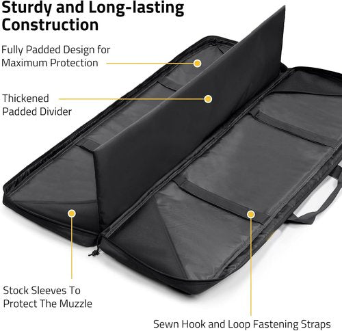 CVLIFE 42" Soft Rifle Case - Durable Double Long Gun Bag with Lockable Zipper & Backpack Strap for Outdoor Hunting
