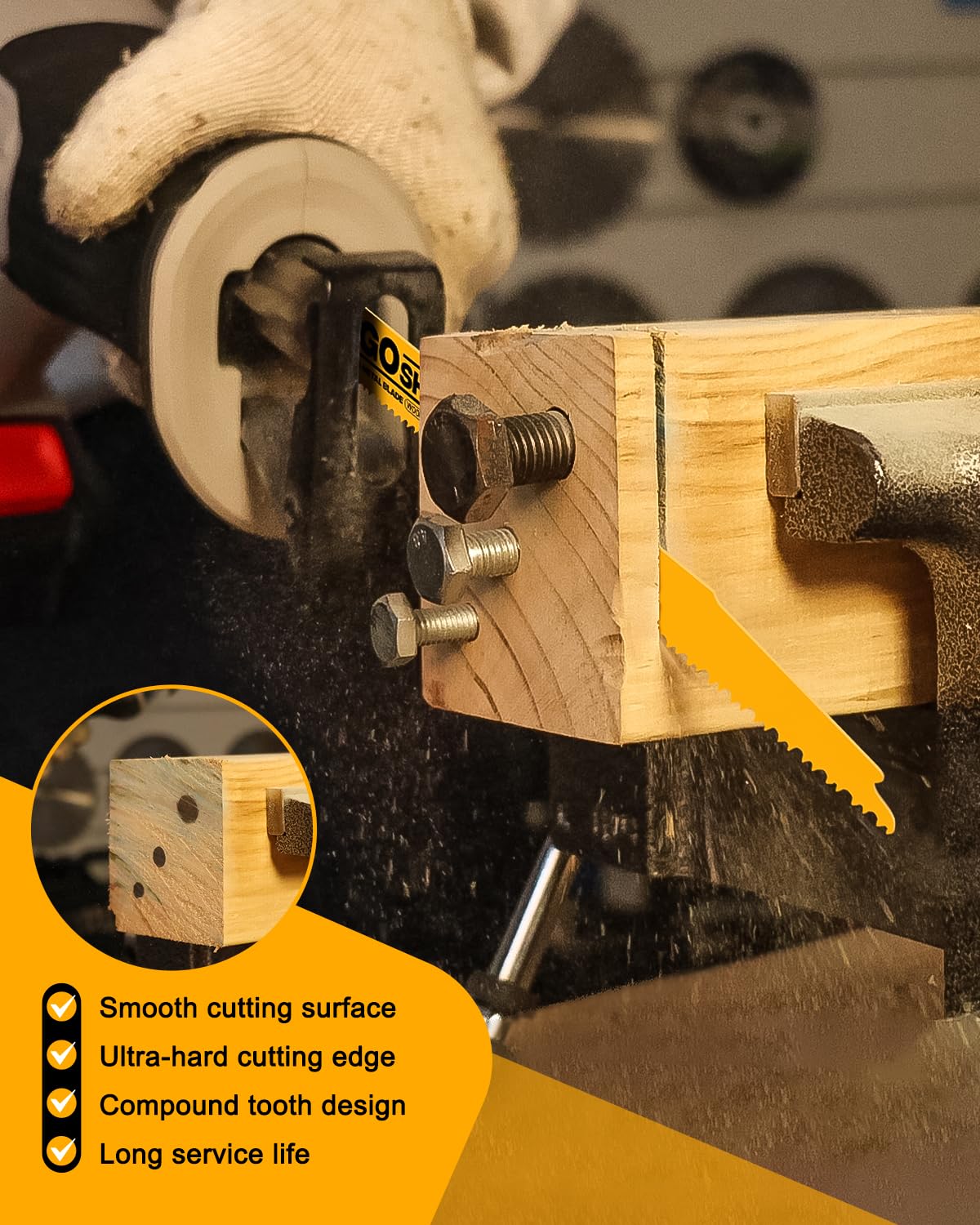 10 Pack 9 Inch 6/12 TPI Reciprocating Saw Blades for Nail-Embedded Wood,Bi-Metal Blades for Cutting Stud and Nail PVC Pallets etc