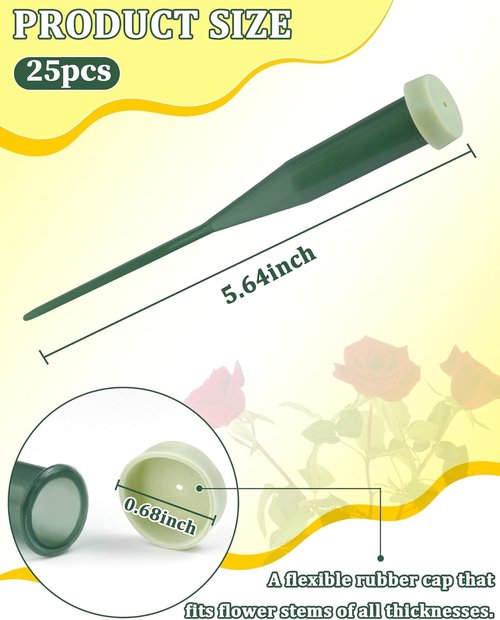 FIVEIZERO Floral Water Tubes - 25 PCS 5.64 Inch Green Plastic Vials with Caps for Fresh Flower Arrangements