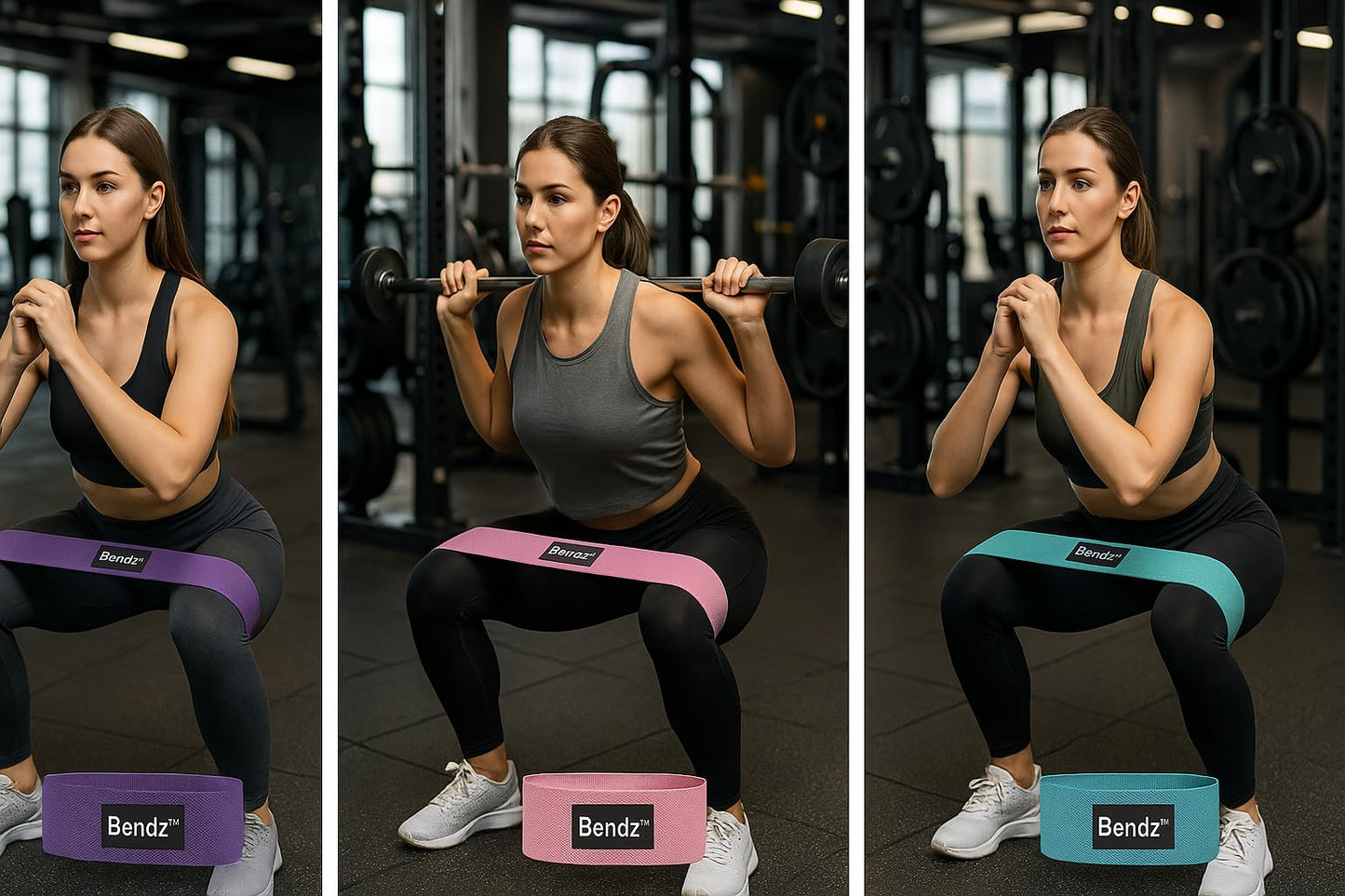 Resistance Bands for Women – Booty Bands Set of 3 with Carry Bag – Fabric Exercise Bands for Glutes, Legs & HIPS – Light/Medium/Heavy – Bendz