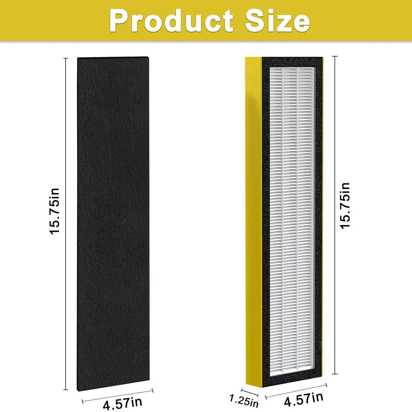 2 pack FLT5000 replacement filter c for Compatible with FLT5000 Filter C AC5000, AC5000E, AC5250PT, AC5350B, AC5350BCA, AC5350W, AC5300B, CDAP5500B, AP2800CA (Yellow)