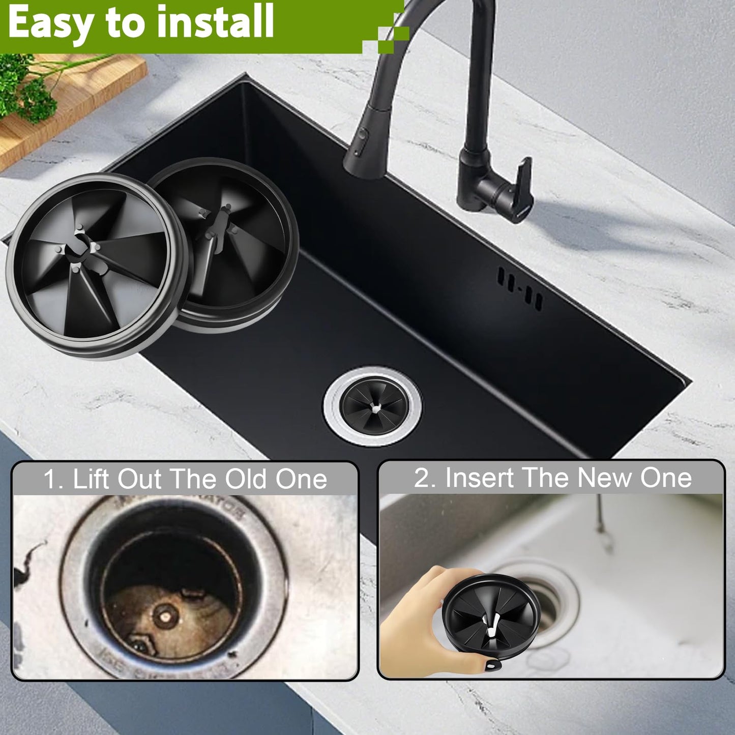 4 Pack 3 3/8 Inch Garbage Disposal Splash Guard - QCB-AM Replacement for InSinkErator Evolution & for Moen Models Silicone Splash Baffle with Noise Reduction, Leak-Proof Drain Protector Accessories