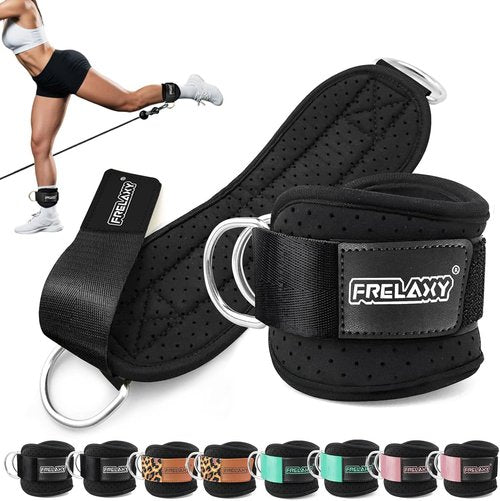 Frelaxy Ankle Straps for Cable Machine – Comfortable & Durable Leg Straps for Kickbacks, Glute Workouts, and Lower Body Exercises – Perforated Neoprene Padding & Tapered Fit
