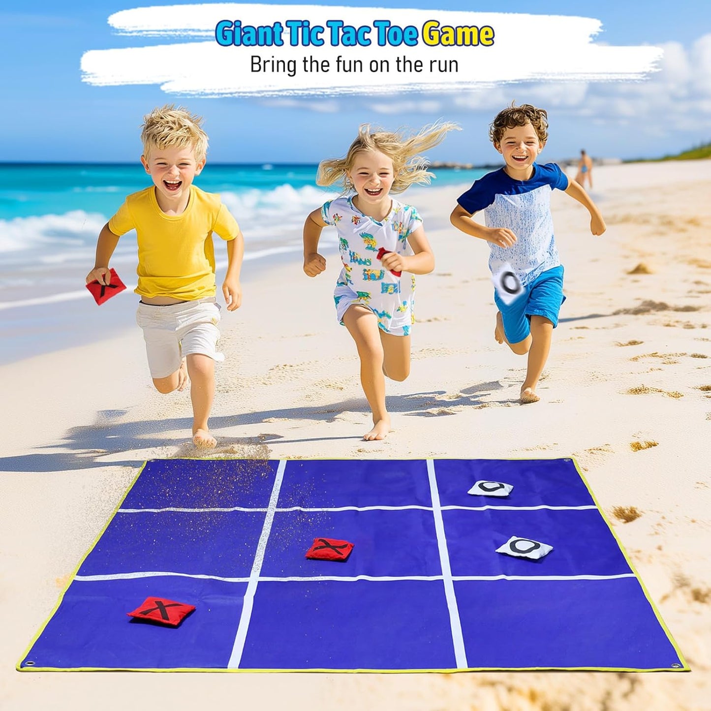 Skiennix 2-in-1 Giant Tic Tac Toe & Bean Bag Toss Game - Double-Sided 4.5Ft for Outdoor Fun