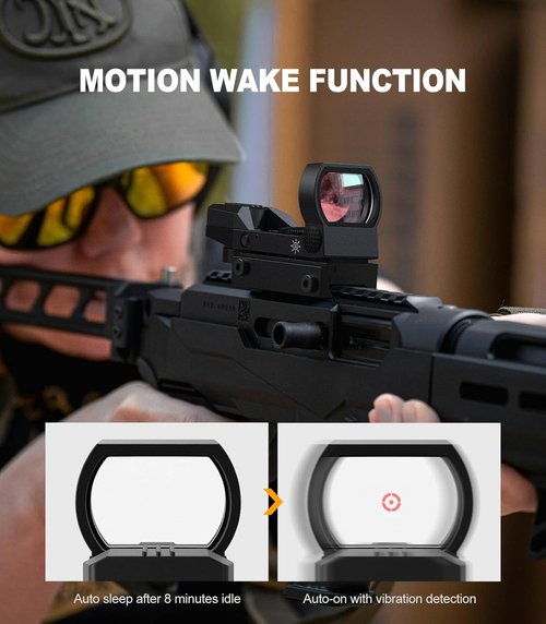Feyachi Reflex Sight - Red & Green Dot Optics with 4 Adjustable Reticles & Brightness Control