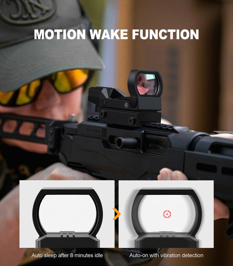 Feyachi Reflex Sight - Red and Green Dot Optics Sight Adjustable Reticle (4 Styles) Motion Awake with Button Brightness Adjustment