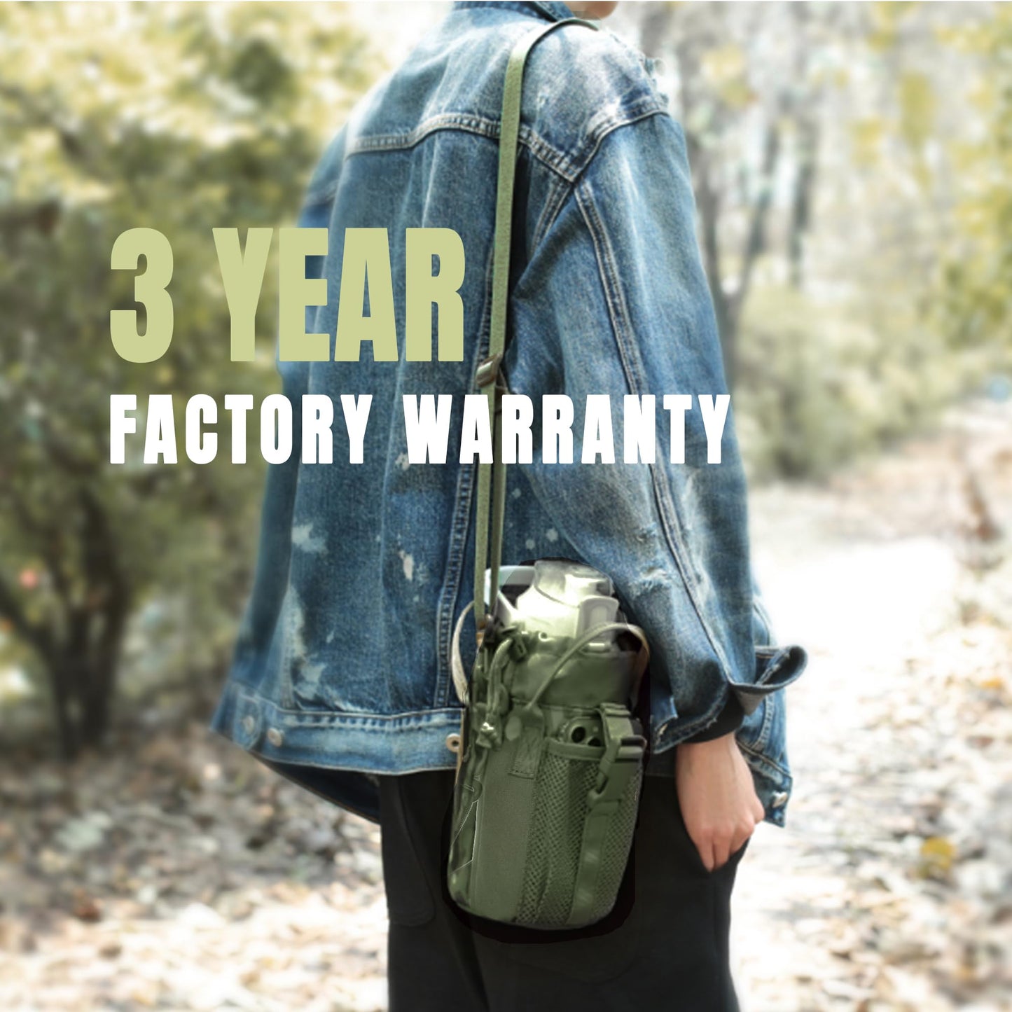 Dumatc Survivor 3-in-1 Outdoor Canteen - 42oz Single Wall Water Bottle with 24oz Nesting Camping Cup & Carrying Bag | 18/8 Stainless Steel | Wide Mouth Design | Outdoor Survival Bushcraft Gear