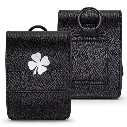 Aliennana Golf Rangefinder Case Premium Leather for Bushnell Callaway Universal Range Finder Carry Bag with Tee Holder Belt Clip for Most Brands Rangefinders (Black1)