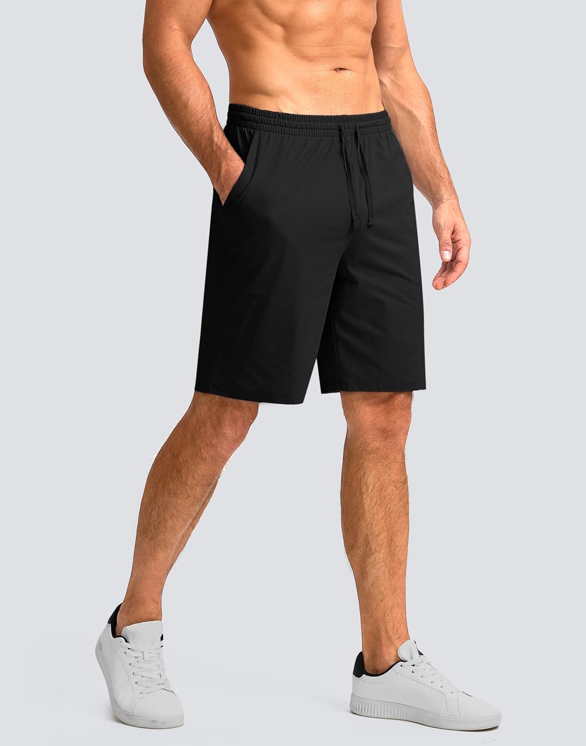 Pudolla Men's Lounge Shorts - Lightweight 9" Sweat Jersey Shorts with Pockets for Gym & Workout