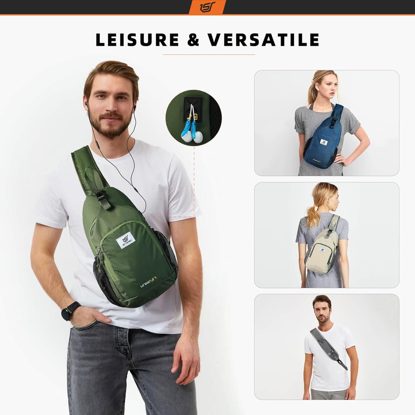SKYSPER Sling Bag - RFID Crossbody Backpack for Travel & Hiking - Unisex Daypack in Blue