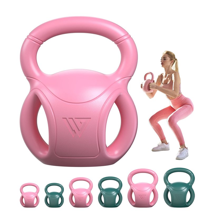20 lb Kettlebell Weight with Three-handles for Russian Twists AB Exercise, Weightlifting and Core Training All-Purpose Fitness Exercise Home Gym [Pink]