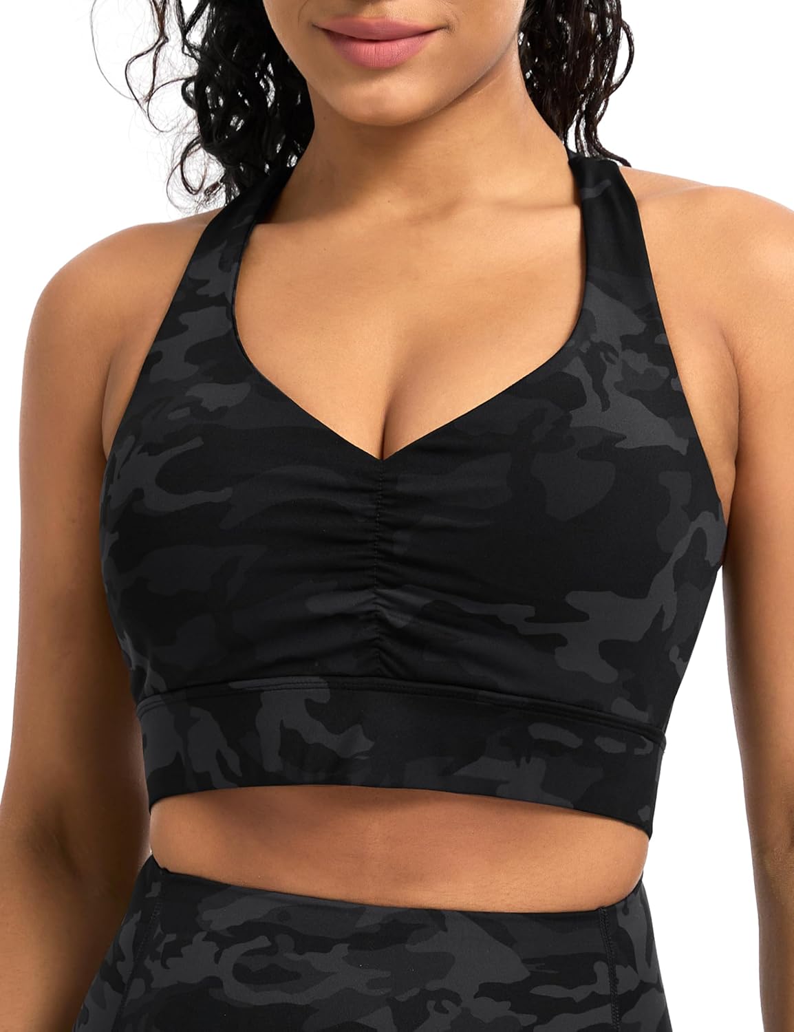 The Gym People Women's Cross Back Sports Bra - V Neck, Wide Straps, Removable Pads | Yoga Crop Top