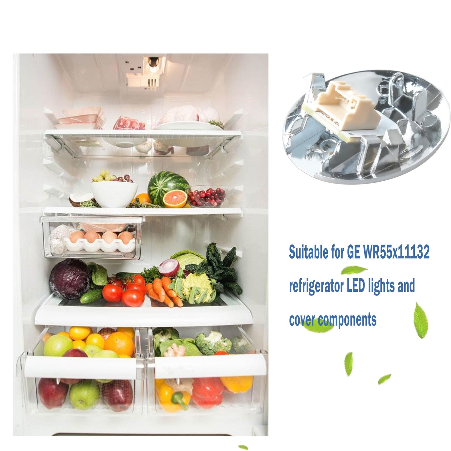 WR55X11132 WR55X25754 for GE Led Refrigerator Light Replacement Assemblys (Lights Bulb and Cover) -Replace WR55X30603 PS4704284 AP5646375 3033142 (1 Pack While)