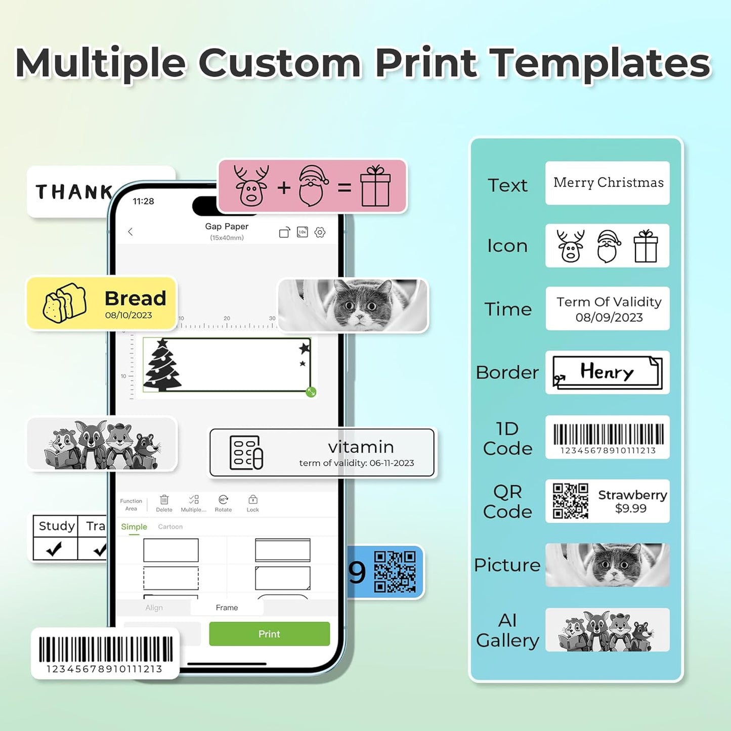 Nelko Label Maker - P21 Bluetooth Mini Printer with Multiple Templates | Wireless, Compact, White