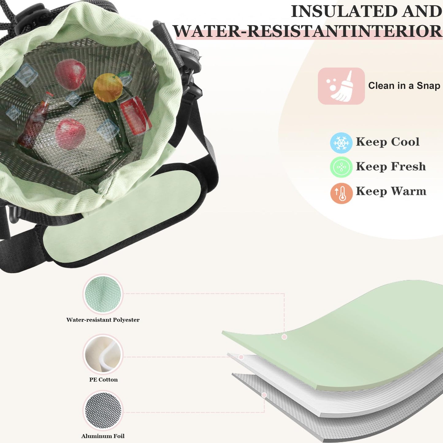 Insulated Water Bottle Carrier with Adjustable Strap - 25/32/40 oz Water Bottle Crossbody Bag with Small Purse for Hiking, Gym, Travel