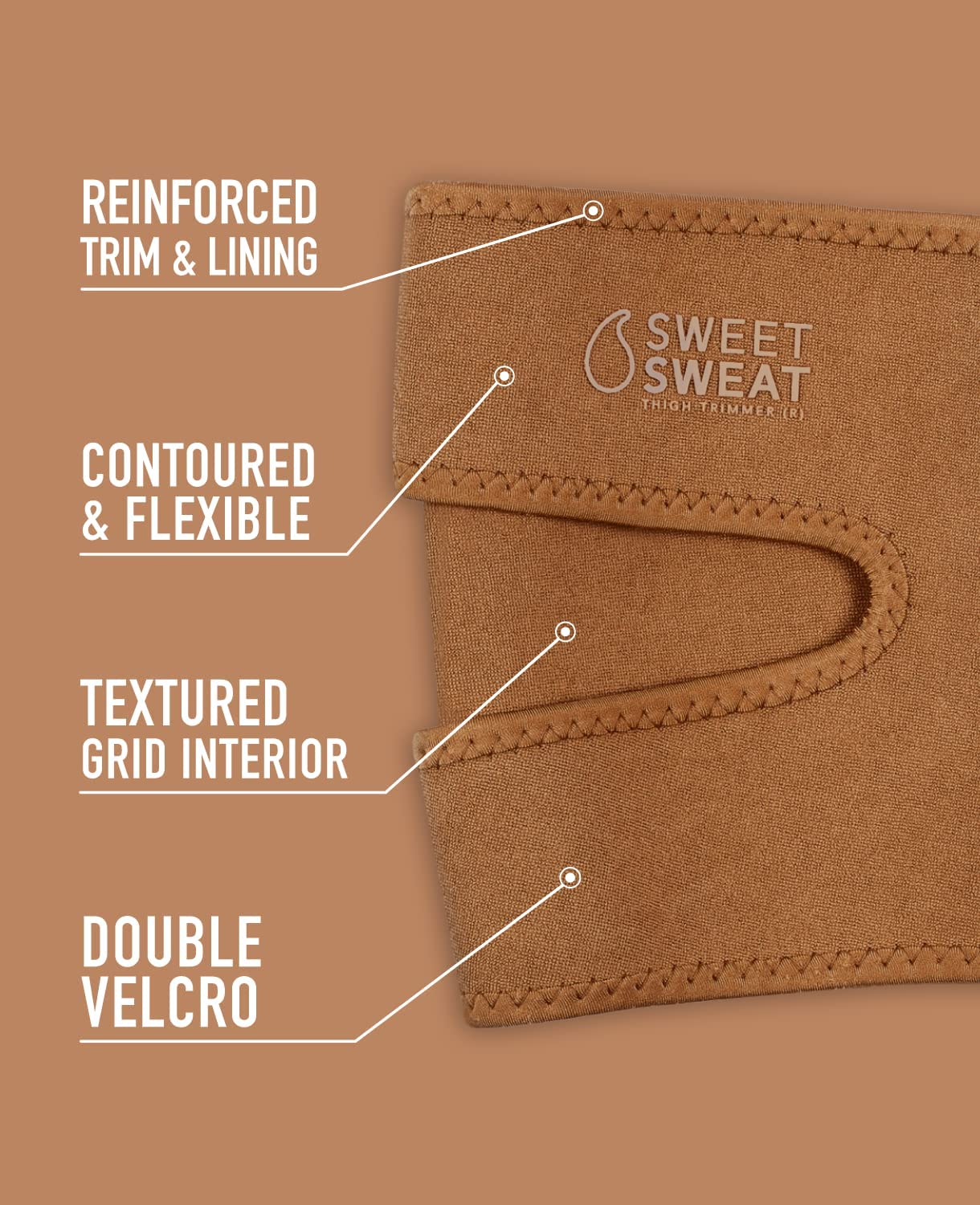 Sports Research Sweet Sweat Toned Thigh Trimmers for Men & Women | Increases Heat & Sweat to the Thighs (Clay, Medium)