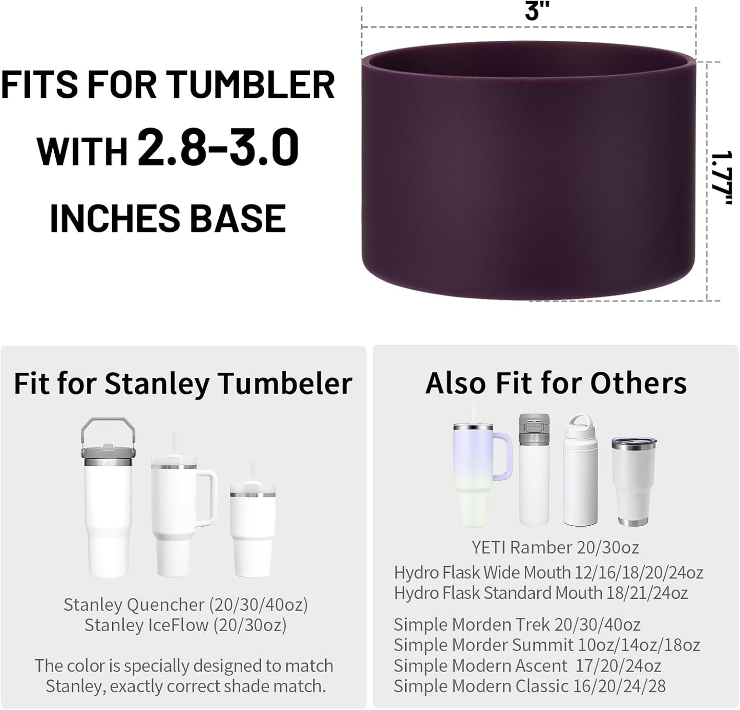 Skiennix Boot and Straw Cover Set | 2 Silicone Boot Protectors & 3 Straw Caps for Stanley Cup H2.0 30oz & 40oz
