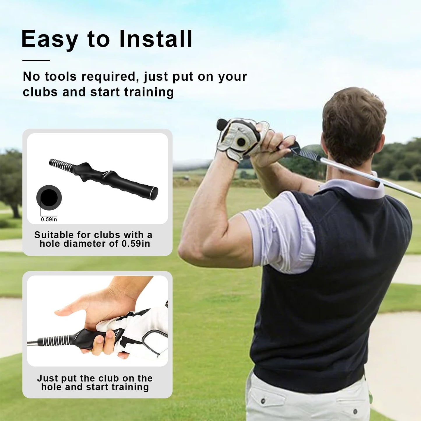 YFANITI 3Pcs Right-Hand Golf Training Grip Golf Grip Trainer，Golf Swing Trainer Accessories