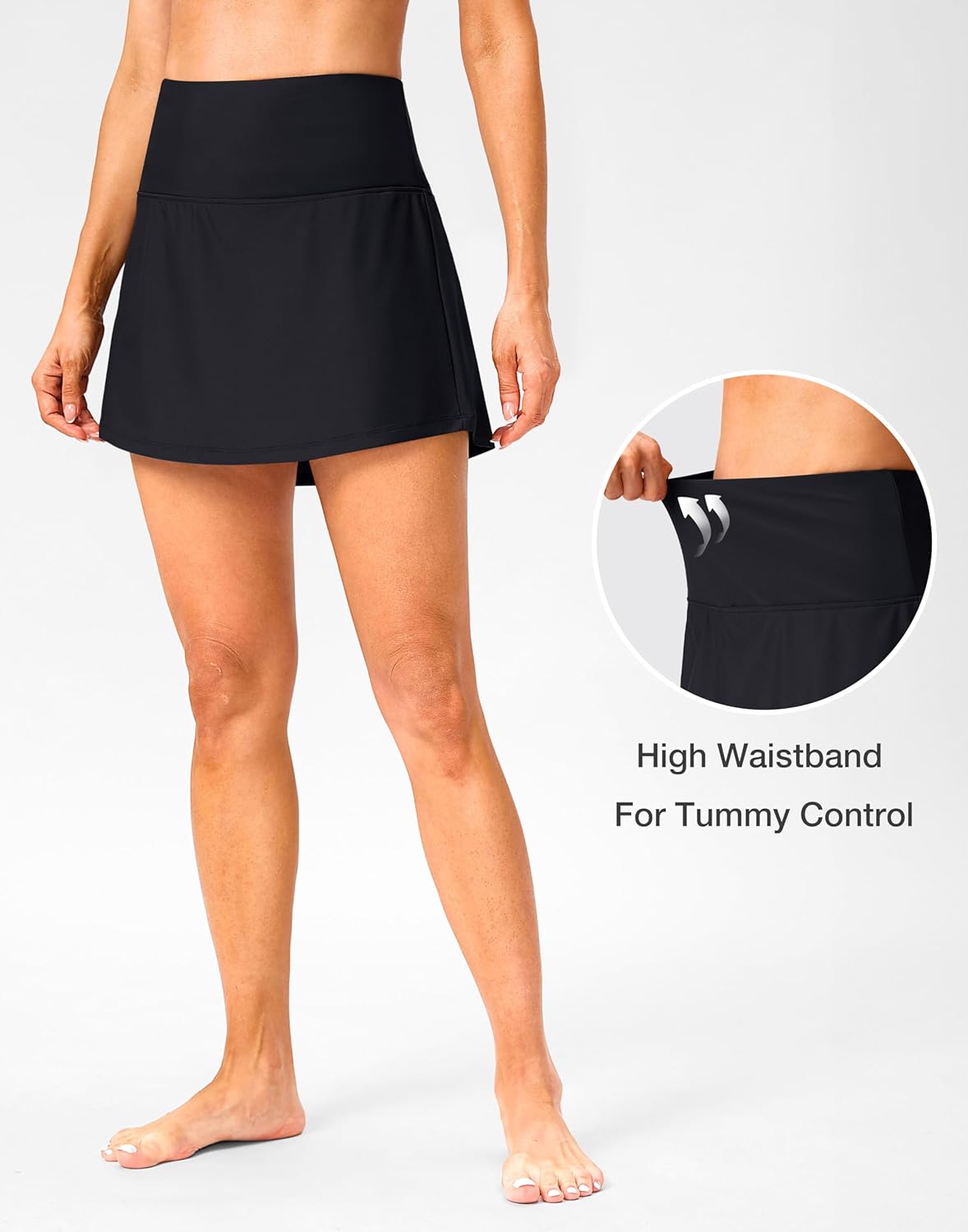 Soothfeel Women's High Waisted Swim Skirt - Tummy Control with Pocket | Stylish Bathing Suit Bottoms