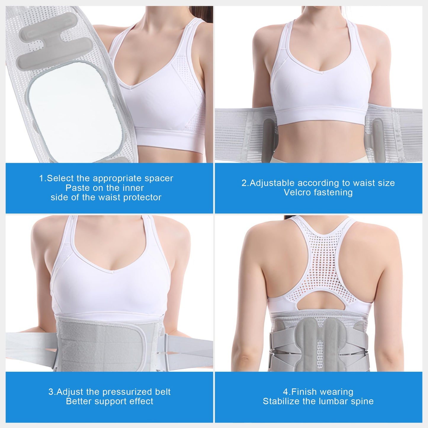DOKIBI Back Brace for Lower Back Pain Relief for Women Adjustable Lumbar Support Belt Breathable Mesh for Herniated Disc,Sciatica,Scoliosis with Removable 3D Pad Home Work Sports