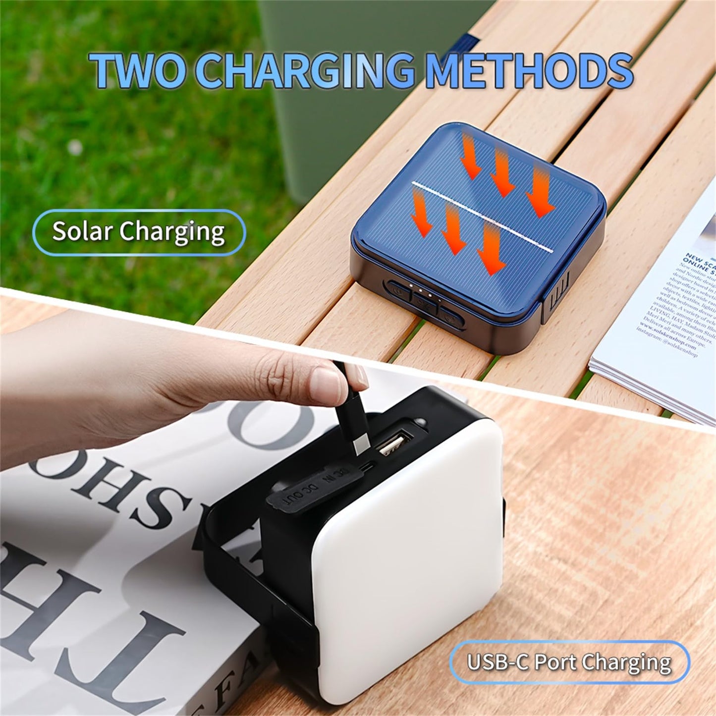 SANBEN Solar Camping Lantern Rechargeable -1000LM 8000mAh Battery Operated Tent Light, IP65 Waterproof Portable LED Flashlight for Emergency, Hiking, Camping Essential