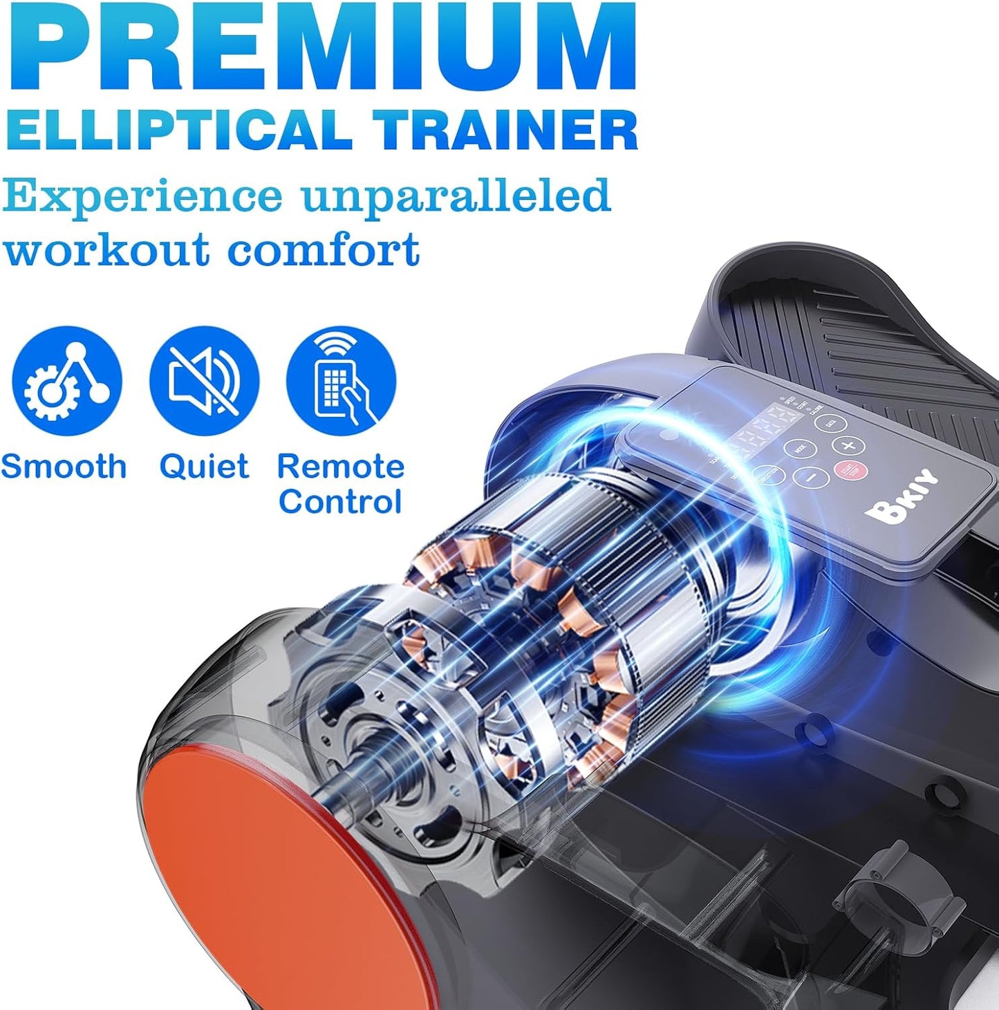Under Desk Elliptical Machine | Skiennix Electric Mini Elliptical for Seniors - 12-Speed Touch Screen & Remote Control