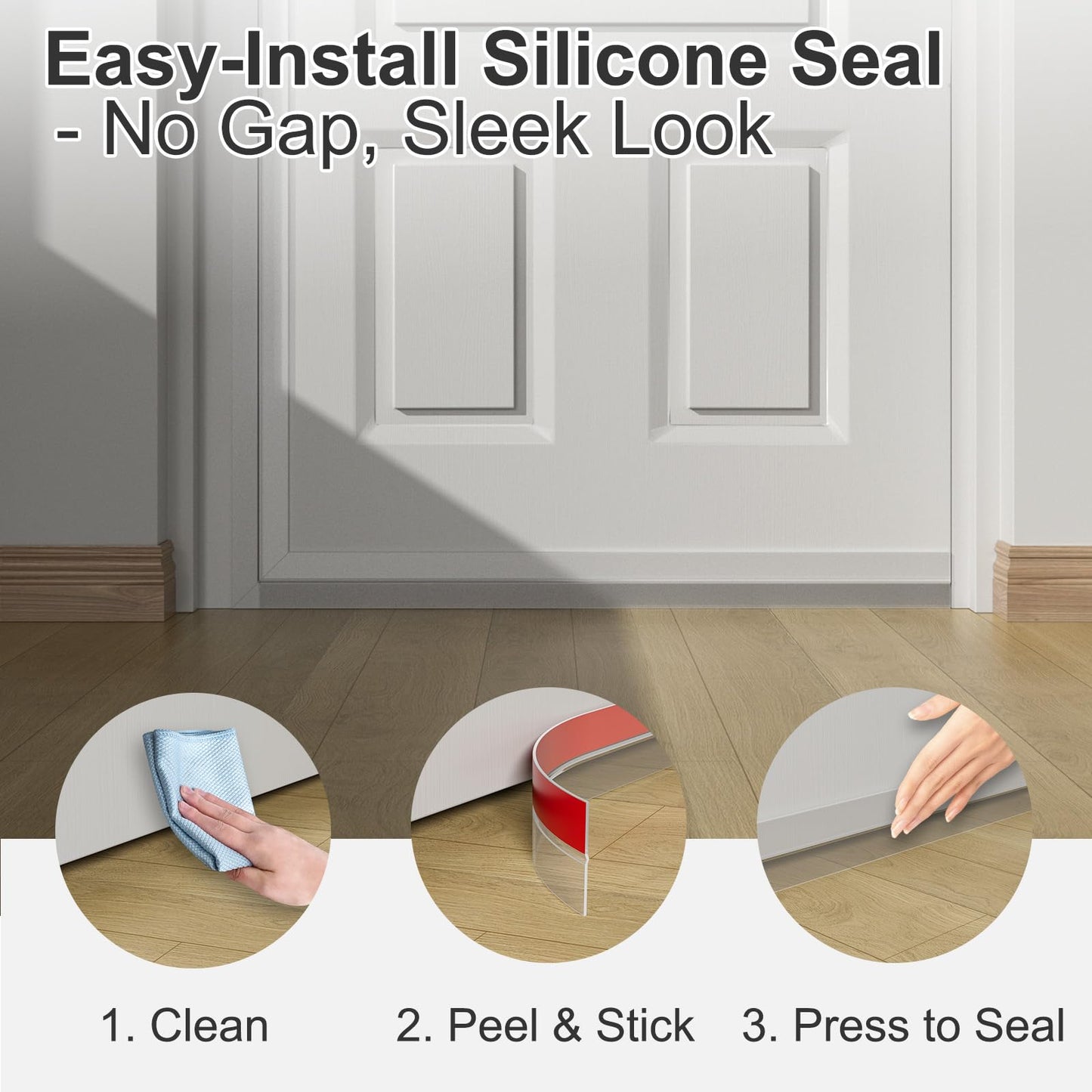 Elvone Heavy-Duty 20 ft x 1 in Weather Stripping, Door Draft Stopper Silicone Seal Strip for House and Glass Shower Doors for Collision and Side Gaps of Door and Windows, Clear