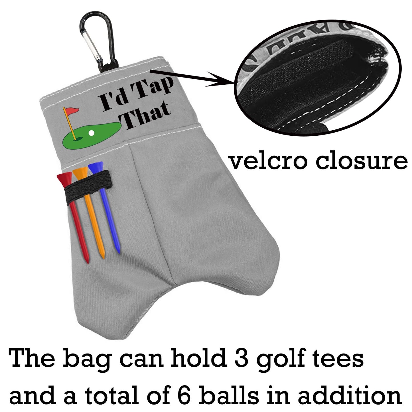 BLUPARK Funny Golf Ball Storage Bag for Golfer (I'd Tap That)