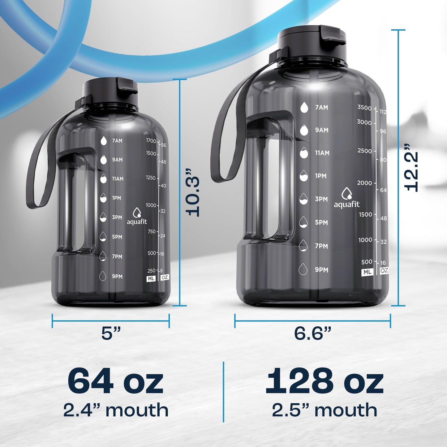 AQUAFIT 1 Gallon Water Bottle with Time Marker