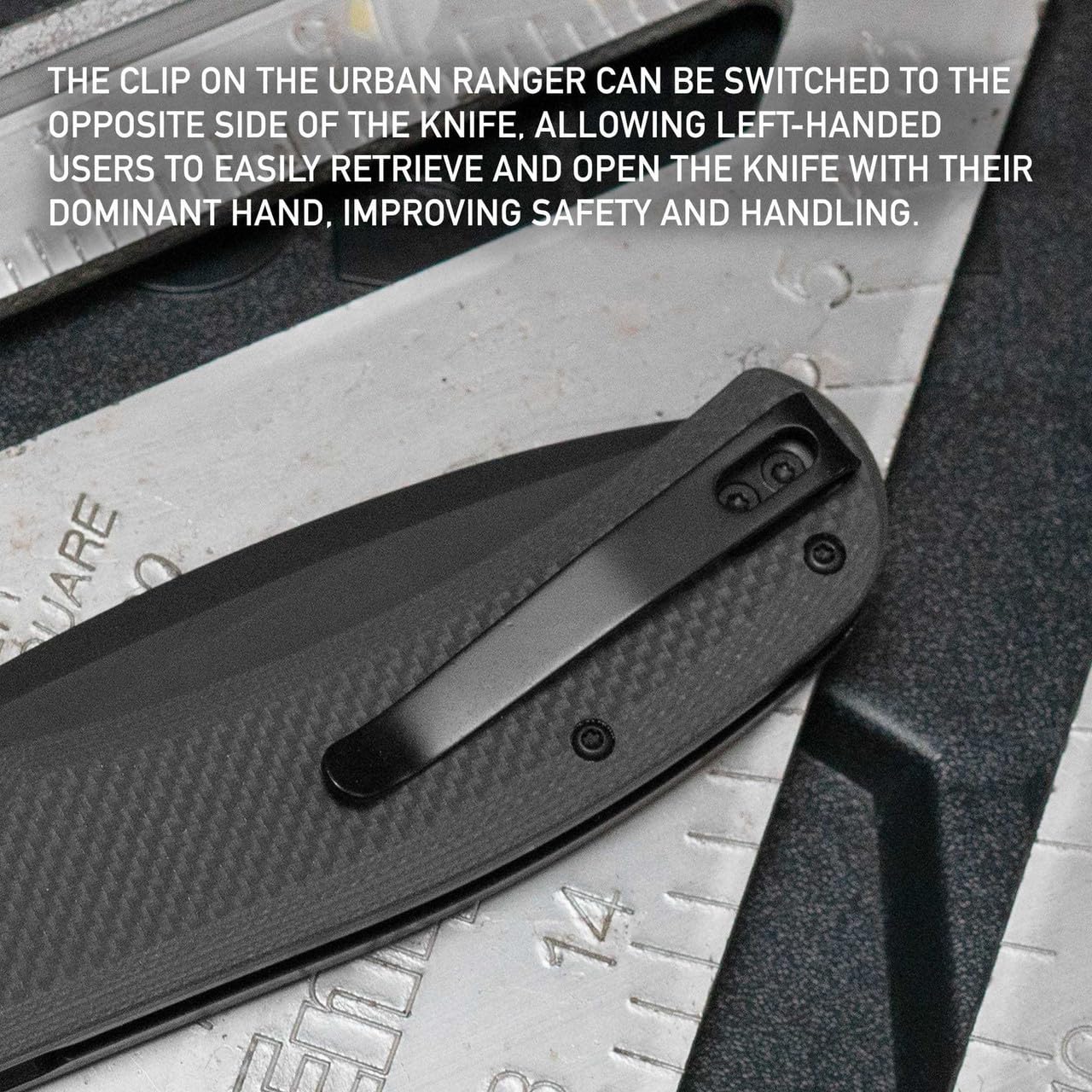 704 Gear Urban Ranger Lite V2 | EDC Folding Pocket Knife with Ambidextrous Thumbstud and Crossbar Lock | 2.91" Blade, 14C28N Steel, Reversible Pocket Clip | Black/Black