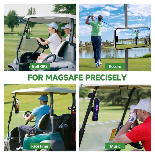 MBYLOEBA Magnetic Golf Cart Phone Holder & Gym Mount - N52 Strong Magnet for Any Metal Surface, Versatile Golf Cart Accessories, Birthday Gifts for Men Husband, Fits MagSafe iPhone 17-12 (Black)