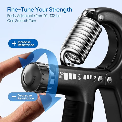 FitBeast Grip Strength Trainer - Adjustable Hand Grip Strengthener for Rehab & Strength Training | 10-132 lbs Resistance