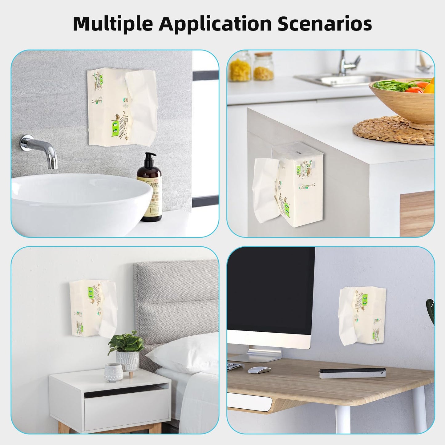 Double Sided Adhesive Hooks Adhesive paper towels facial tissues holder on wall mount Clear Self Adhesive Hooks, paper towel holder on wall Tissue Holders for Bathrooms,No Drill No Screw-20 PCS