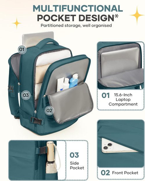 Coofay Travel Backpack - Airline Approved Waterproof Carry-On Bag for Men & Women | Casual Daypack