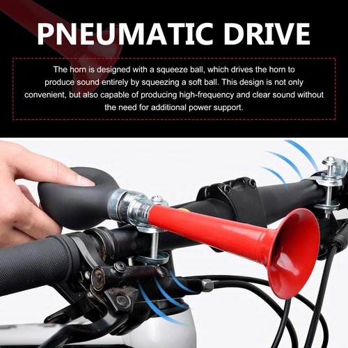 Dogary Air Horn for Bicycles, High Volume Warning Horn, Loud Squeeze Sound Bicycle Bell, Universal Biking Accessory for Adults & Kids, Fits Mountain Bikes, Beach Bikes & Most Bicycles (Red)