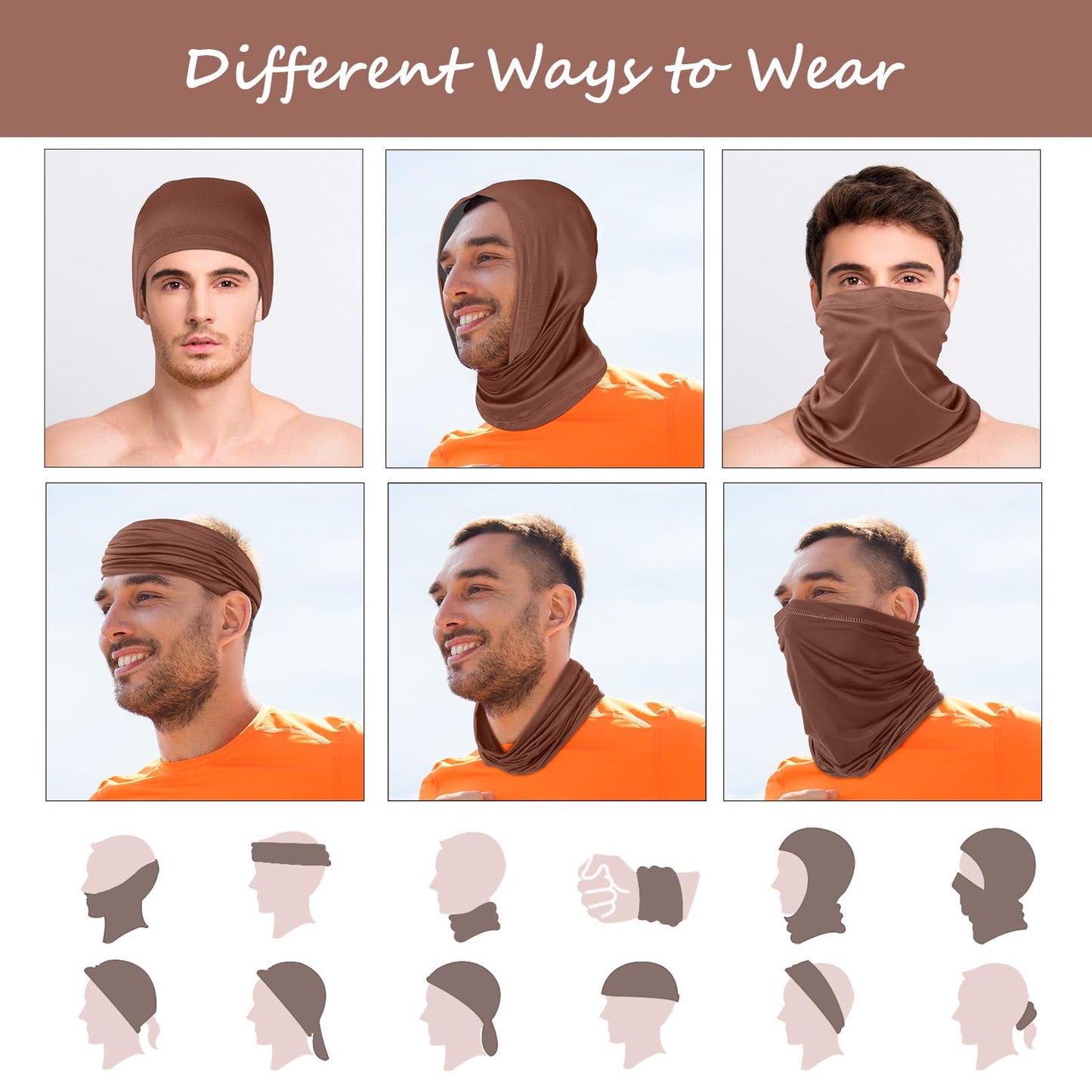 Geyoga 6 Pieces Summer UV Protection Cooling Neck Gaiter Face Clothing Neck Gaiter Mask Scarf Sunscreen Breathable Bandana (Earth Tones)