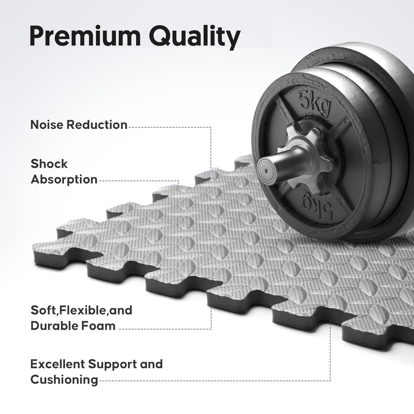 36 Pack 144 sqft Home Gym Mat, Puzzle Exercise Mat, EVA Interlocking Foam Floor Tiles for Home Workout Equipment and Kids' Play Areas -, 24 in x 24 in x ½ in, Grey 36 Tiles