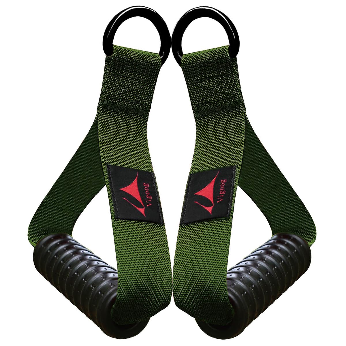 Vigoog Heavy Duty Exercise Handles, Ultra-Durable Rubber Workout Grip Attachments for Cable Machines, LAT Pulldown, Resistance Bands, Home Gym and Commercial Fitness Equipment (Military Green XR)