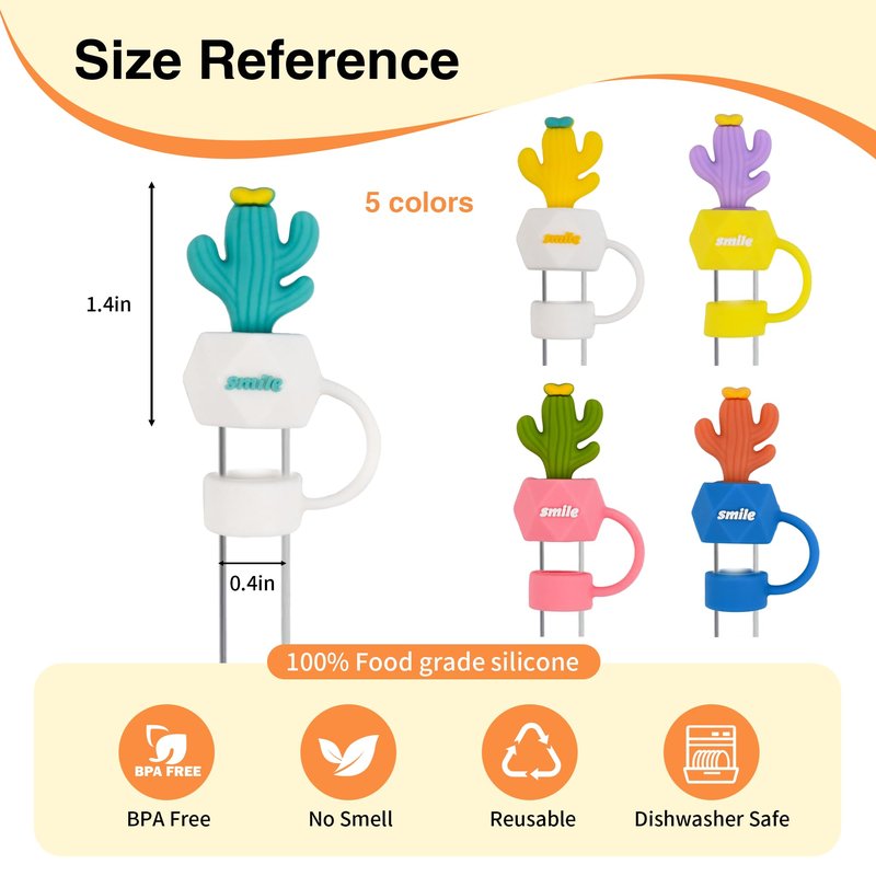 10 Pcs cactus straw topper for Stanley Cup, Silicone Straw Toppers Cap for Stanley 20&30&40 Oz Tumblers,10mm 0.4inch | Dust-proof | Reusable | Cactus straw covers for Cup Accessories