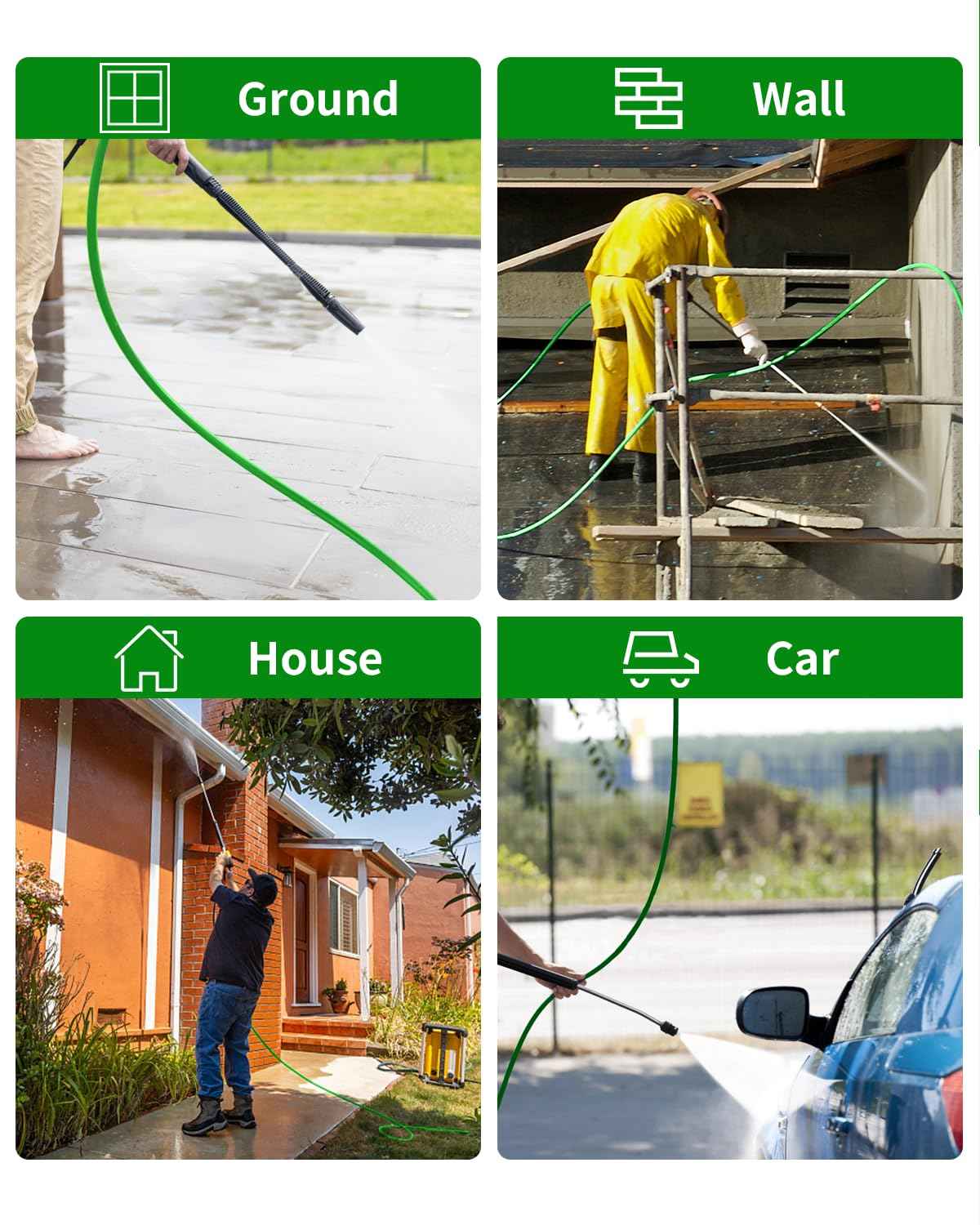 TechSweepPro Pressure Washer Hose 75FT 3/8" for Cold and Hot Water 212°F, with Swivel Quick Connect, 4500PSI Kink Resistant Grade Steel Wire Braided, Power Washer Hose With 2pcs M22-14mm Adapter