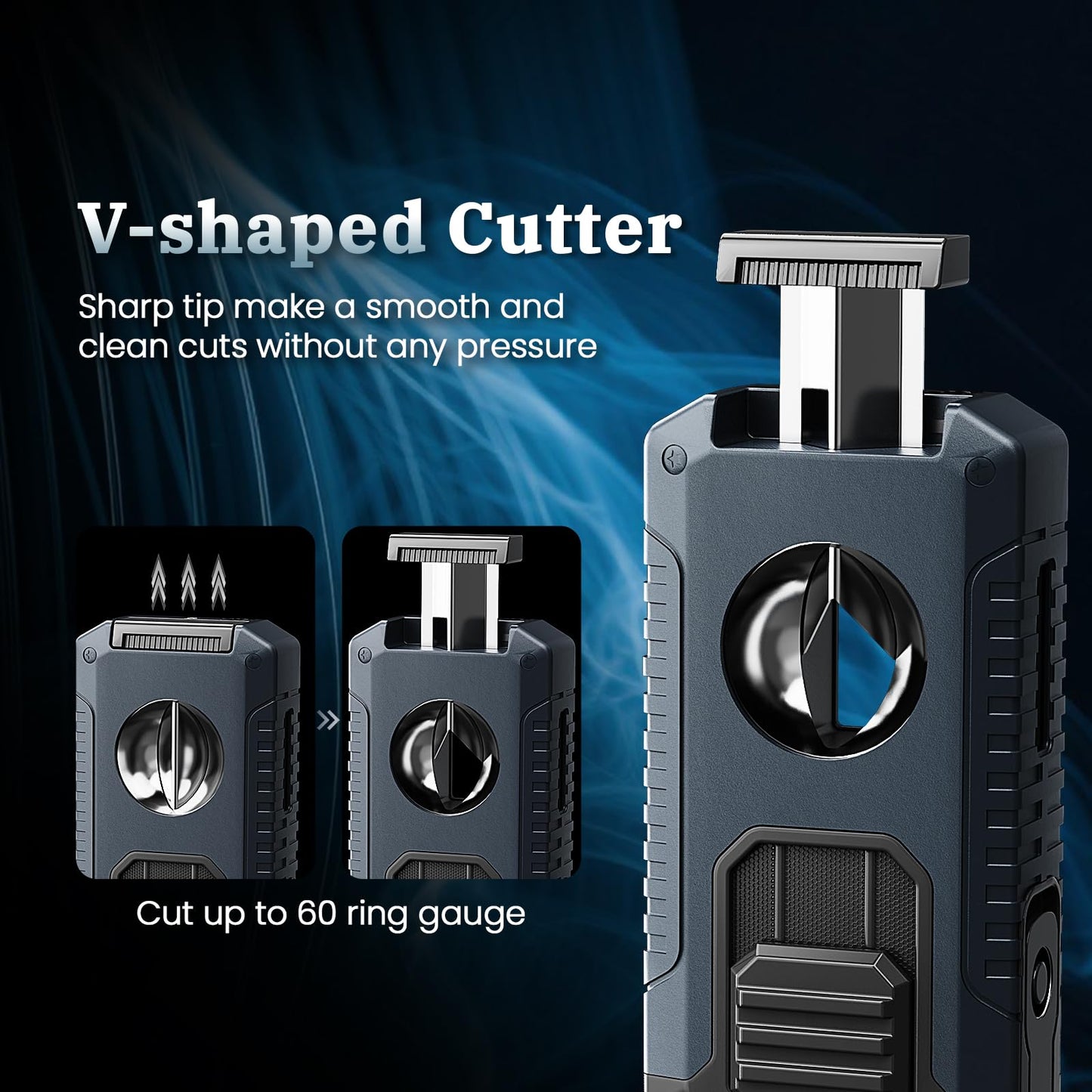 Torch Lighter Built-in Cutter, Punch, Holder, and Draw Enhancer Tool, with Gift Box for Men, Windproof Triple Jet Flame, Refillable Butane Lighter, All-in-one Lighters Accessories for Candle, Outdoor
