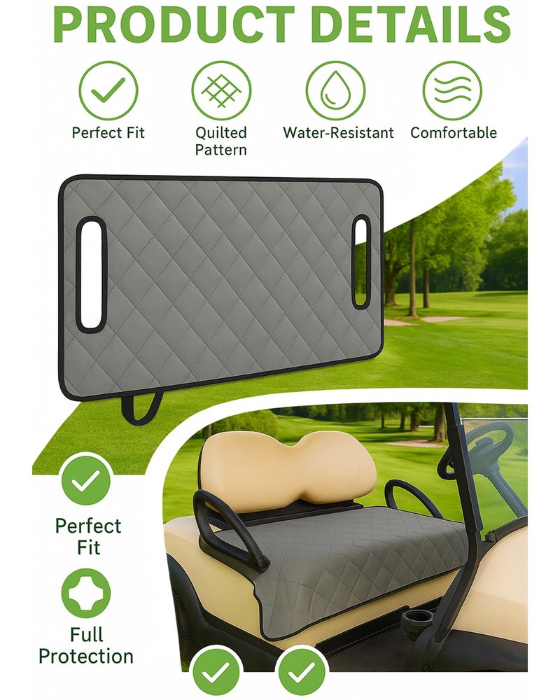 ThermoHalo Golf Cart Seat Covers, Universal Golf Cart Seat Towel Blanket Nonskid Bottom Fits for EZGO, Yamaha, Club Car and More 2 Person Seats Golf Carts (A)