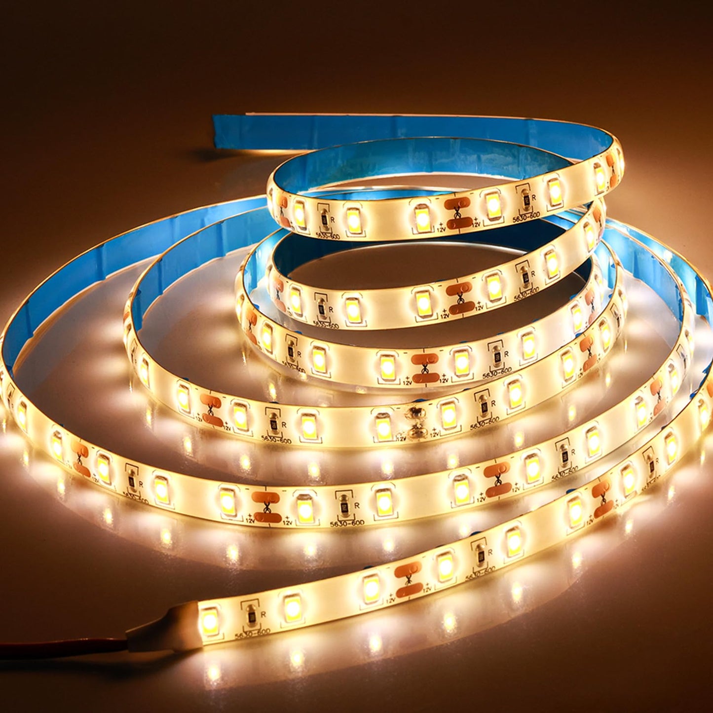 12V Warm White Led Strip Light 6.56Ft Dimmable Light Strip, SMD 5630 IP65 Waterproof 3500K Flexible Tape Lights 120 LEDs Rope Light for Bedroom, Desk, Kitchen, Indoor, Outdoor Decoration