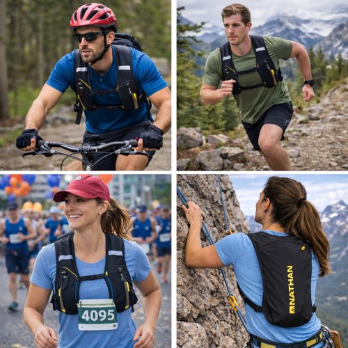 Nathan Running Hydration Vest – Lightweight Running Vest for Men & Women – Adjustable Backpack for Marathons – Reflective Hydration Backpack – OSFM – Black