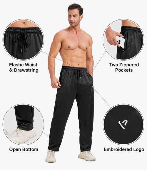 Lomsoe 5 Pack Men's Sweatpants - Open Bottom Joggers with Zip Pockets | Loose Fit Athletic Pants for Running & Casual Wear